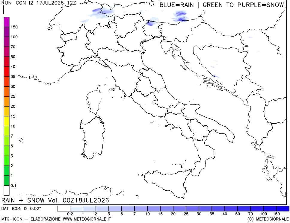 mappa Precipitazioni totali e nevose