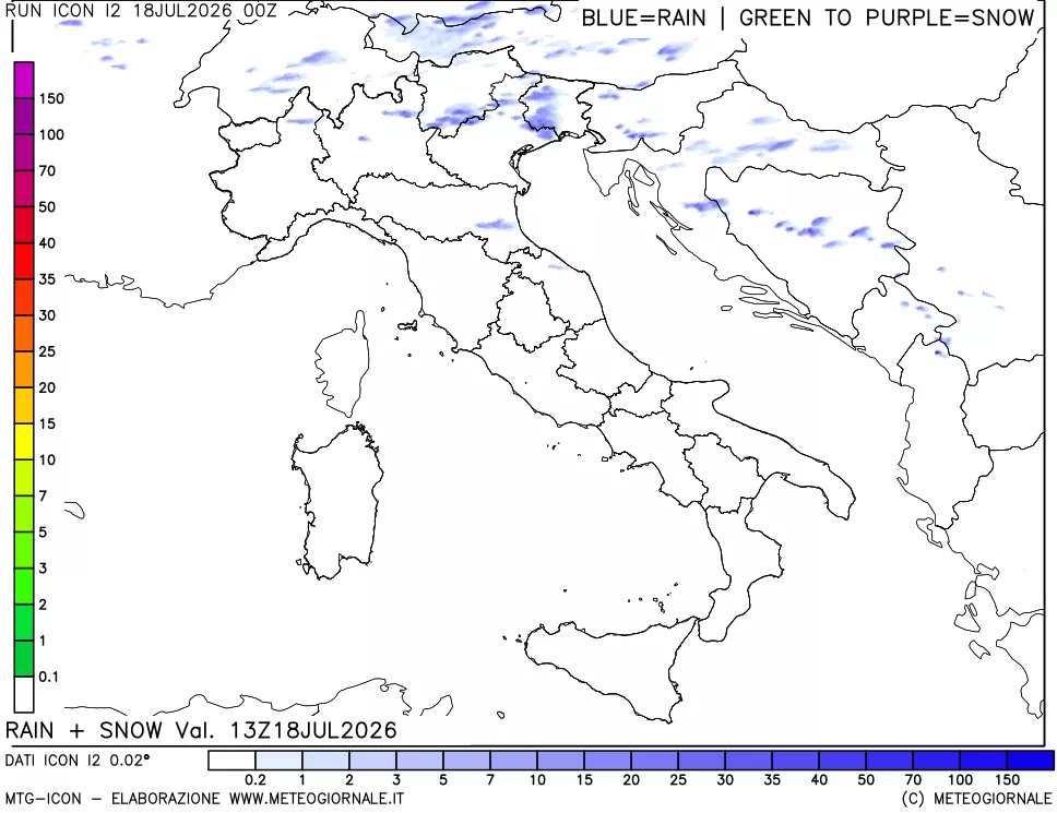 mappa Precipitazioni totali e nevose