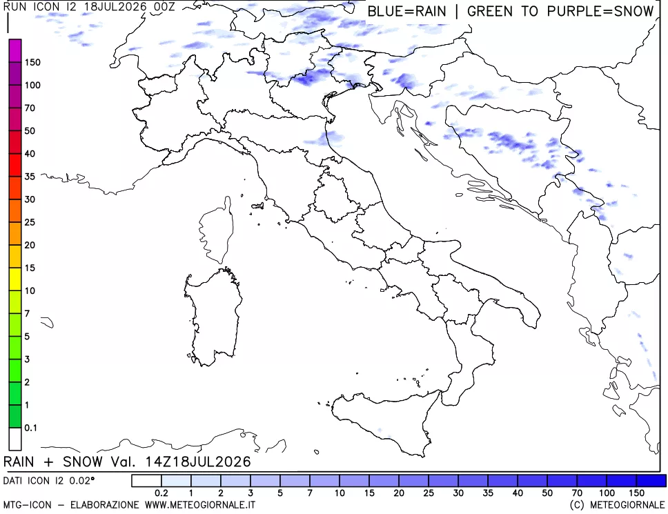 mappa Precipitazioni totali e nevose