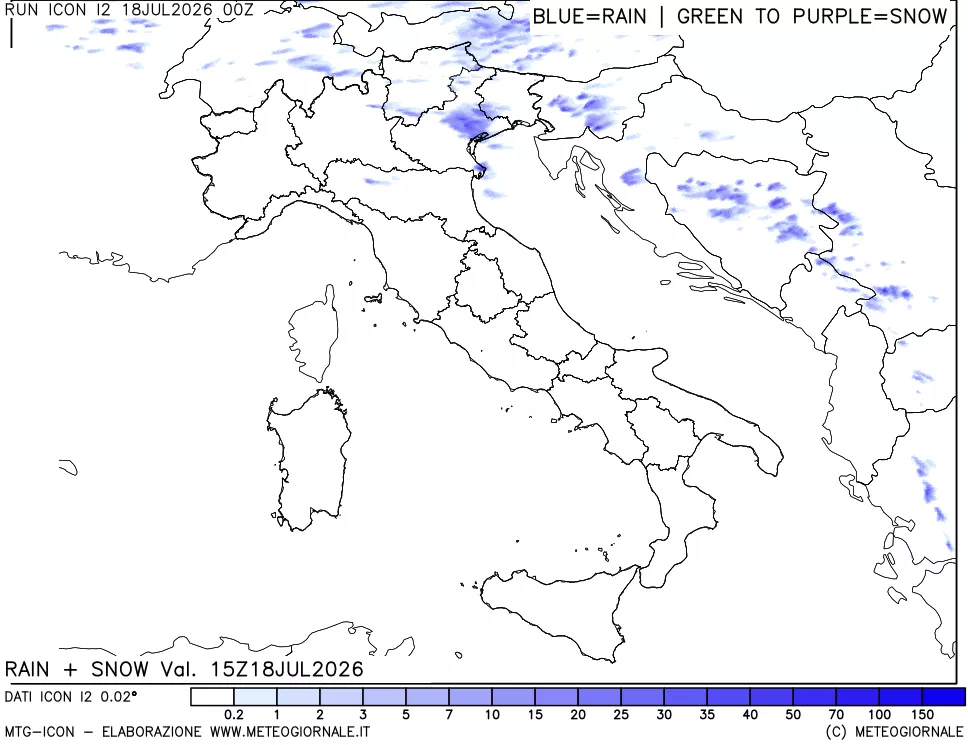 mappa Precipitazioni totali e nevose