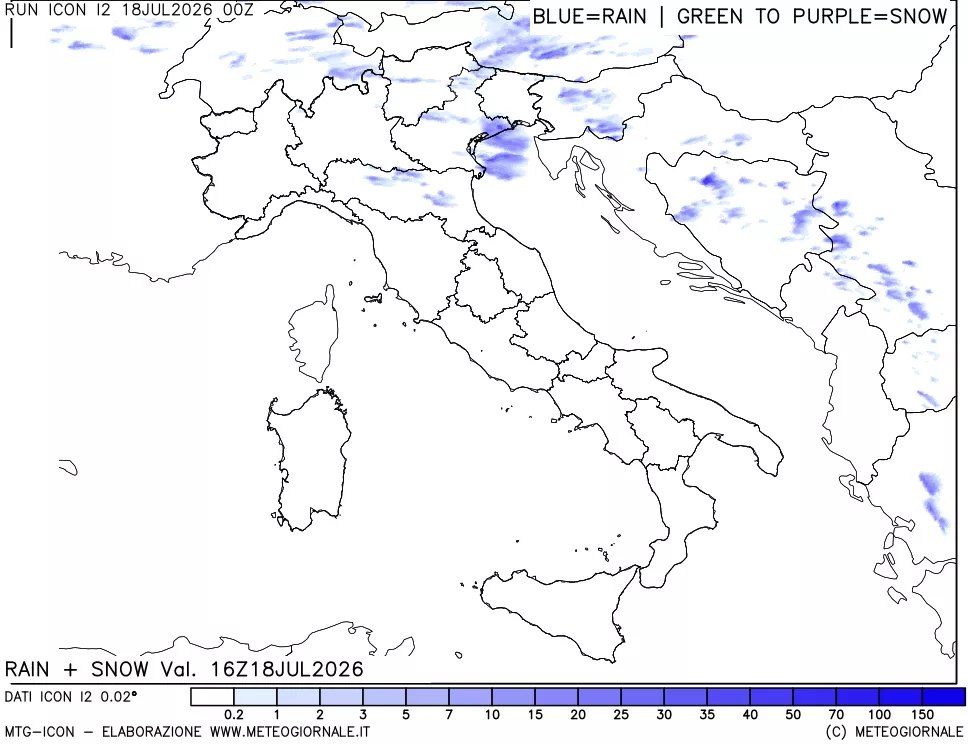 mappa Precipitazioni totali e nevose