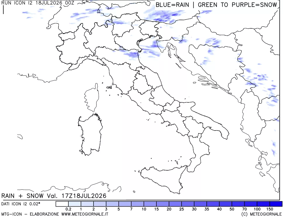 mappa Precipitazioni totali e nevose