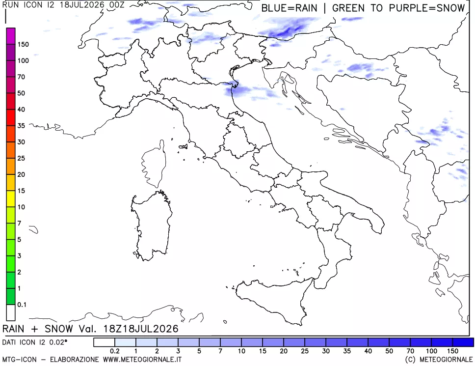 mappa Precipitazioni totali e nevose