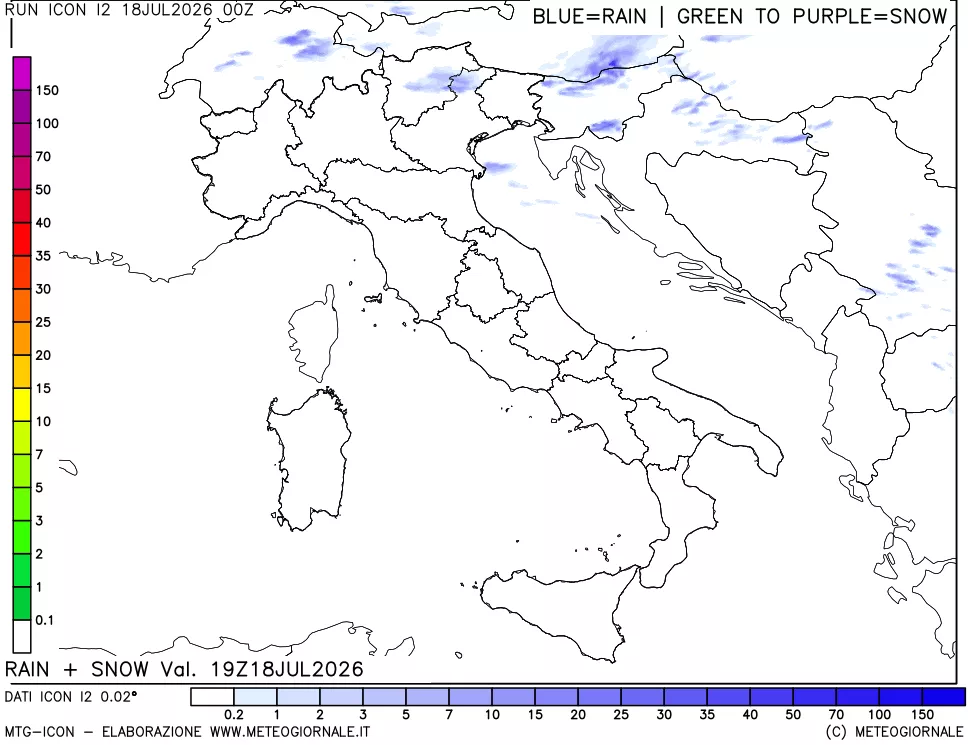 mappa Precipitazioni totali e nevose