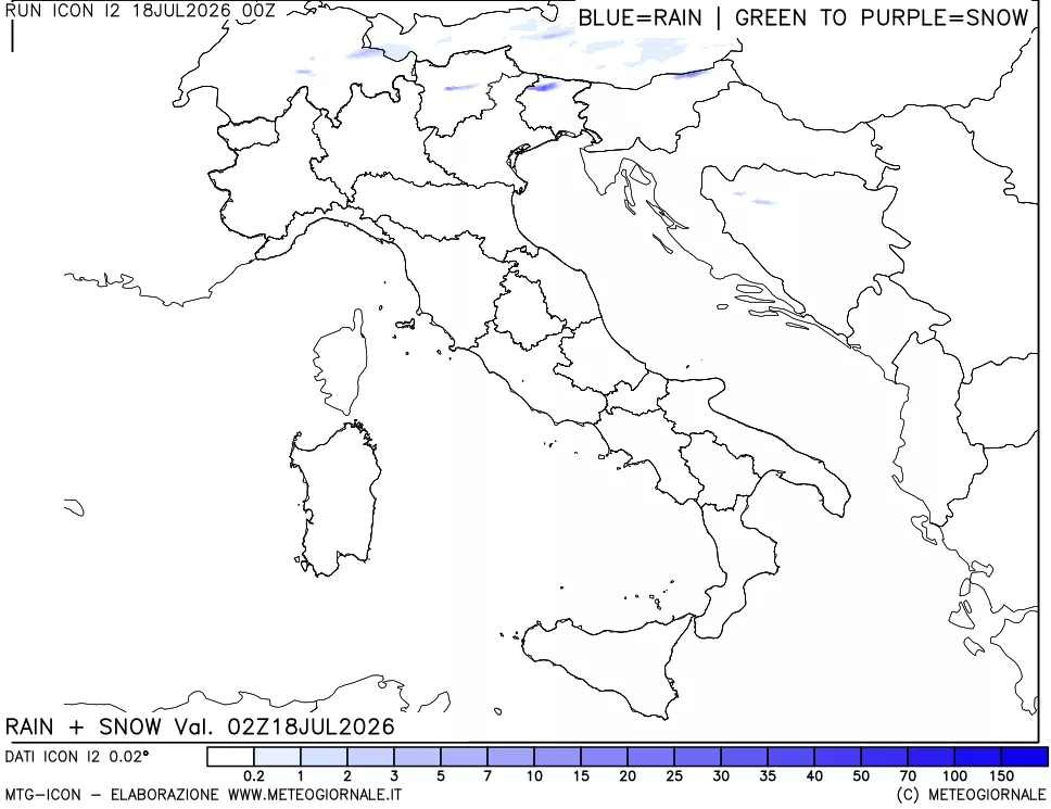 mappa Precipitazioni totali e nevose
