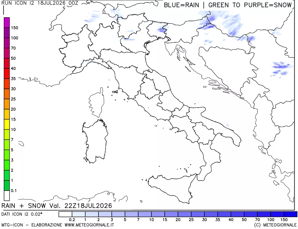 mappa Precipitazioni totali e nevose