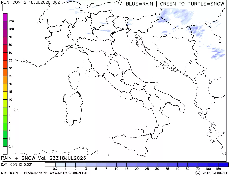 mappa Precipitazioni totali e nevose