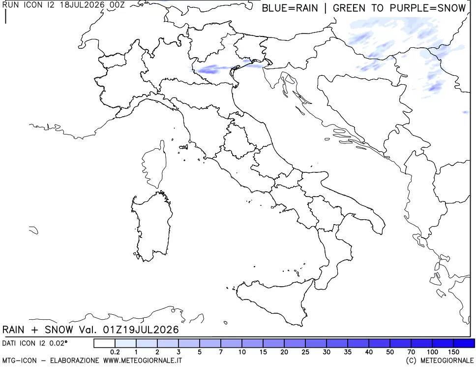 mappa Precipitazioni totali e nevose