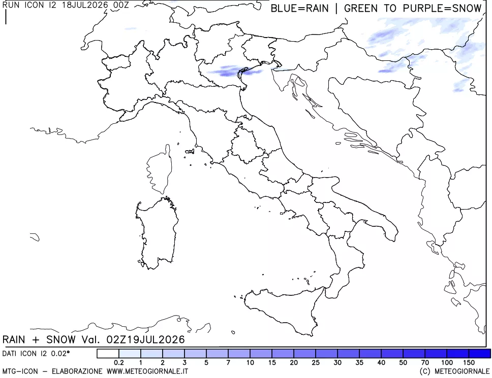 mappa Precipitazioni totali e nevose