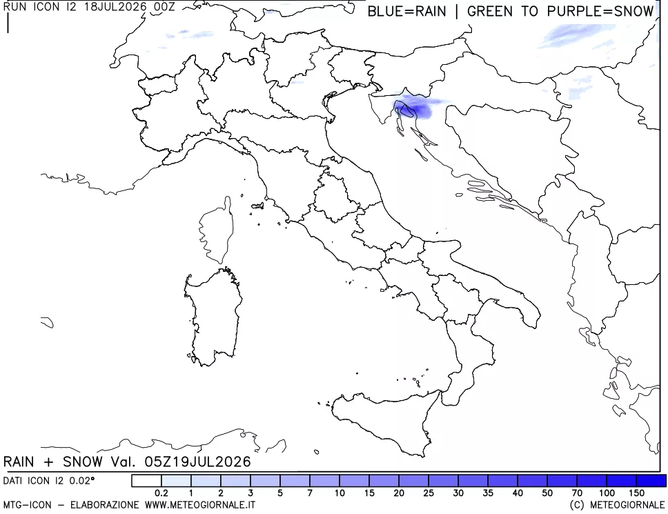 mappa Precipitazioni totali e nevose