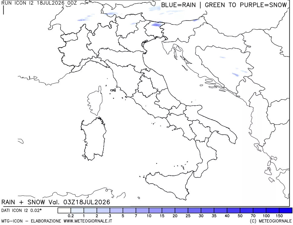 mappa Precipitazioni totali e nevose