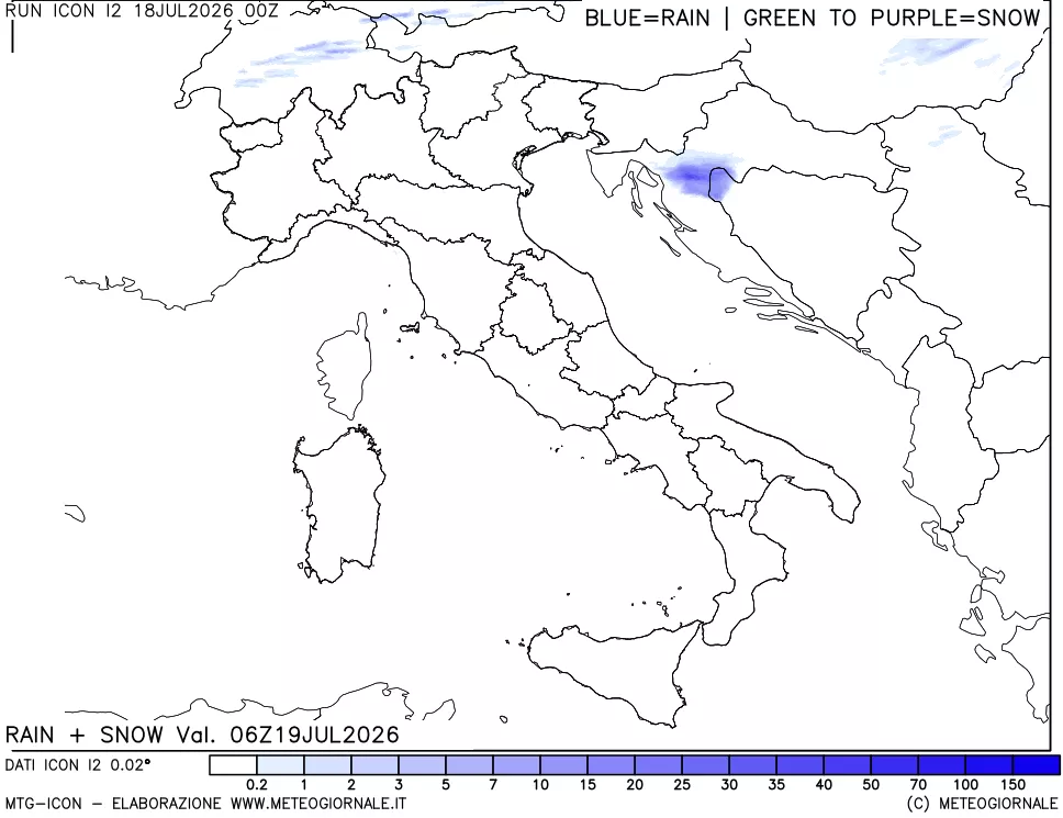mappa Precipitazioni totali e nevose