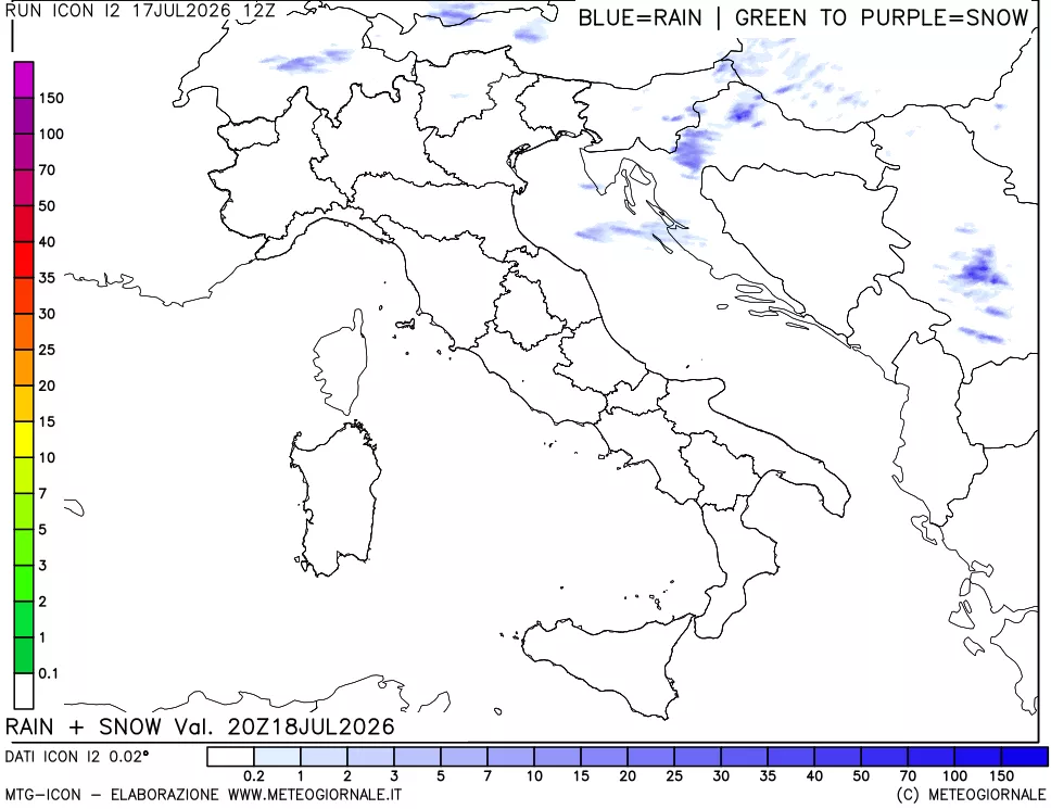 mappa Precipitazioni totali e nevose