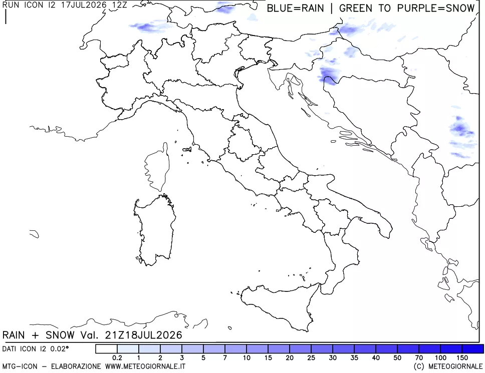 mappa Precipitazioni totali e nevose