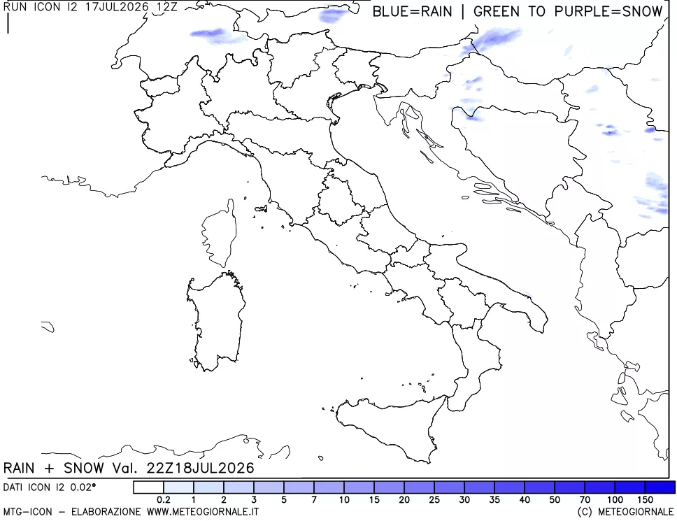 mappa Precipitazioni totali e nevose
