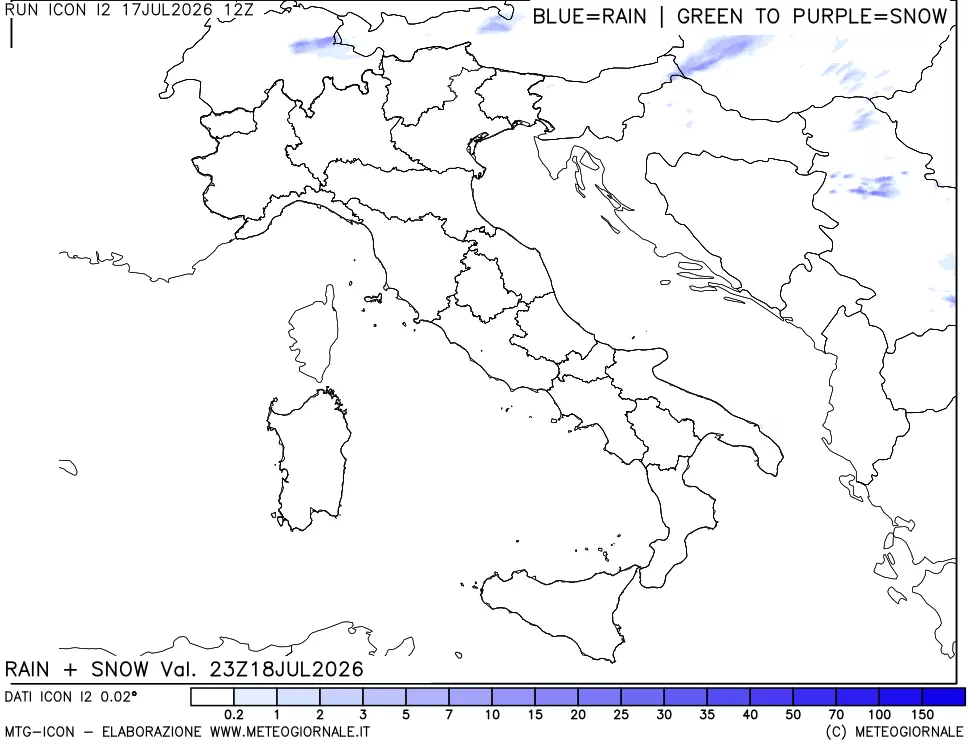 mappa Precipitazioni totali e nevose