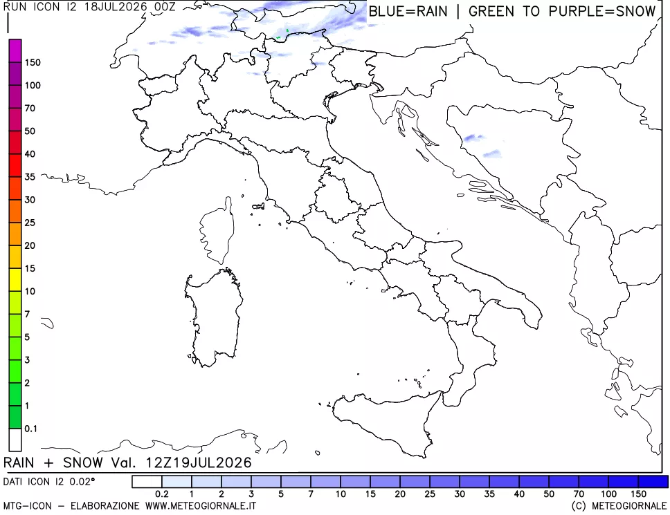 mappa Precipitazioni totali e nevose