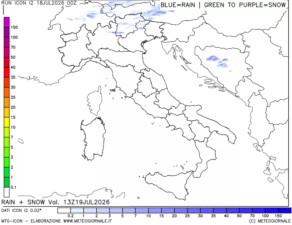 mappa Precipitazioni totali e nevose