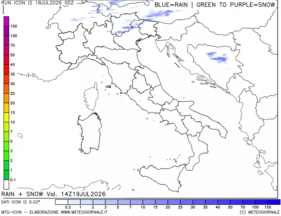 mappa Precipitazioni totali e nevose