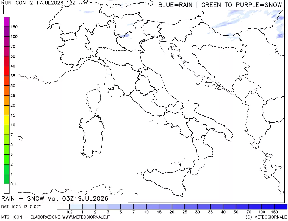 mappa Precipitazioni totali e nevose