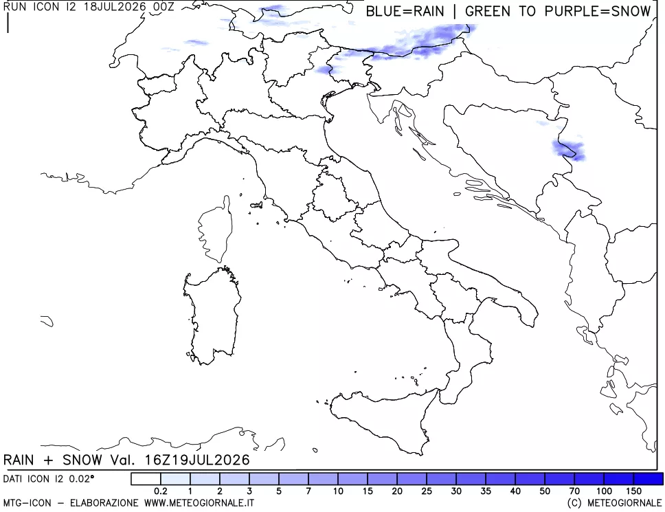mappa Precipitazioni totali e nevose