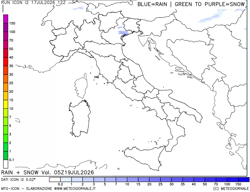 mappa Precipitazioni totali e nevose
