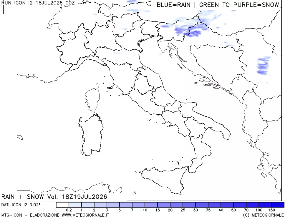 mappa Precipitazioni totali e nevose