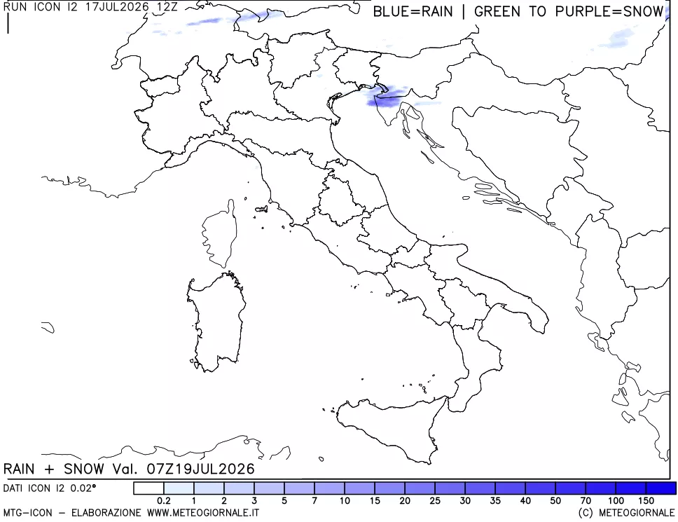 mappa Precipitazioni totali e nevose
