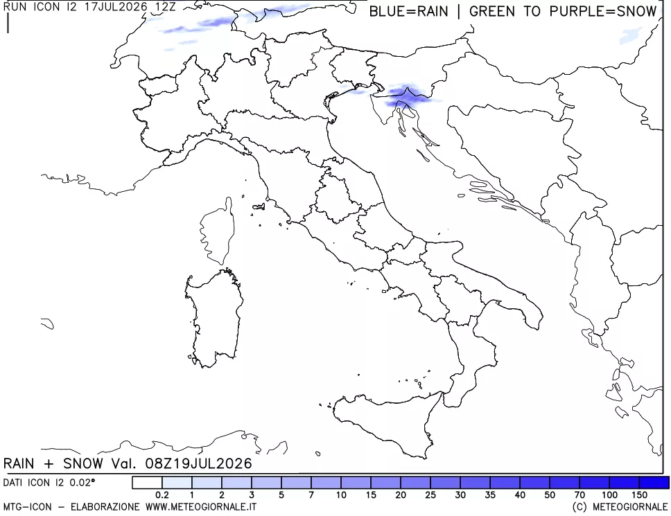 mappa Precipitazioni totali e nevose