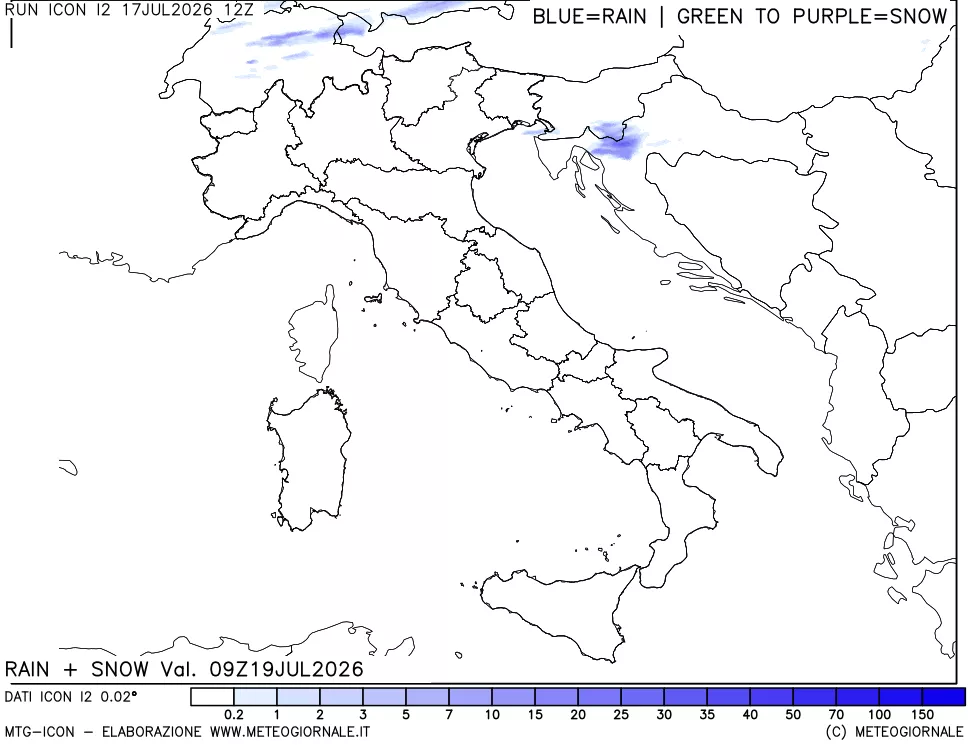 mappa Precipitazioni totali e nevose