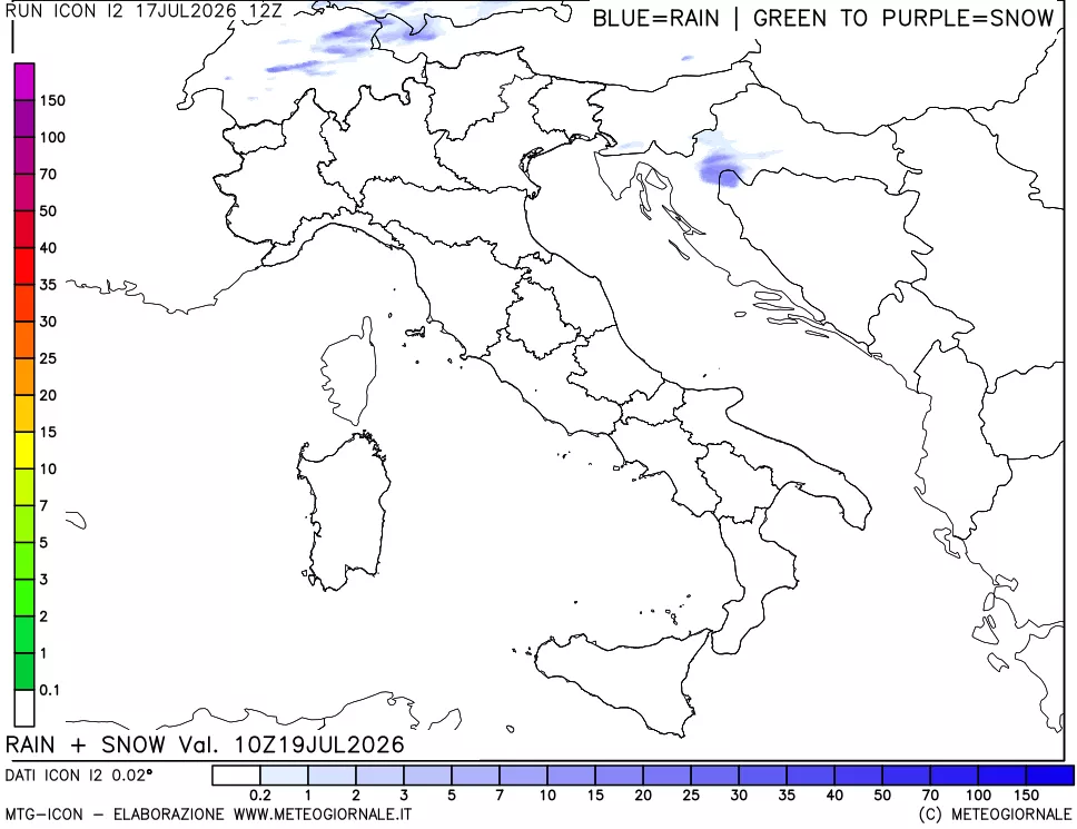 mappa Precipitazioni totali e nevose