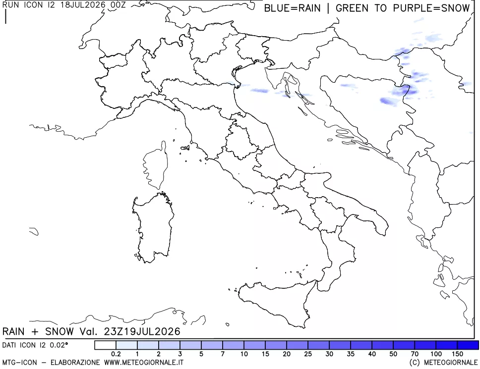 mappa Precipitazioni totali e nevose
