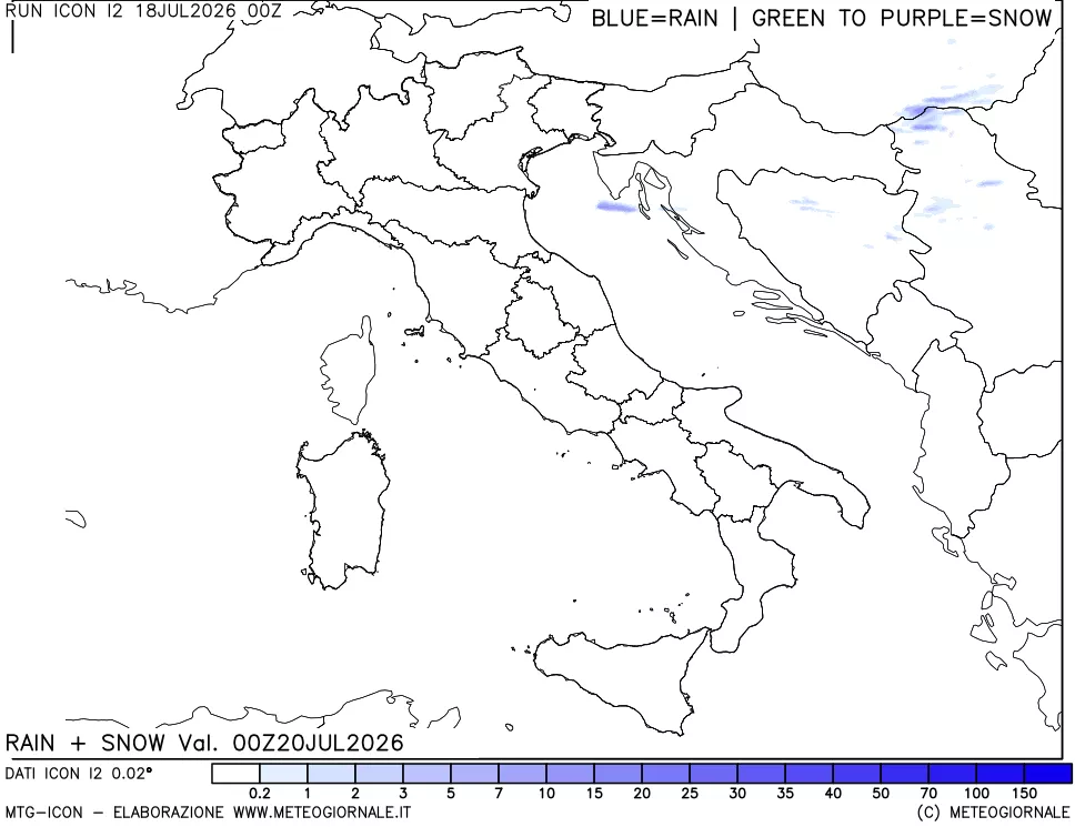 mappa Precipitazioni totali e nevose