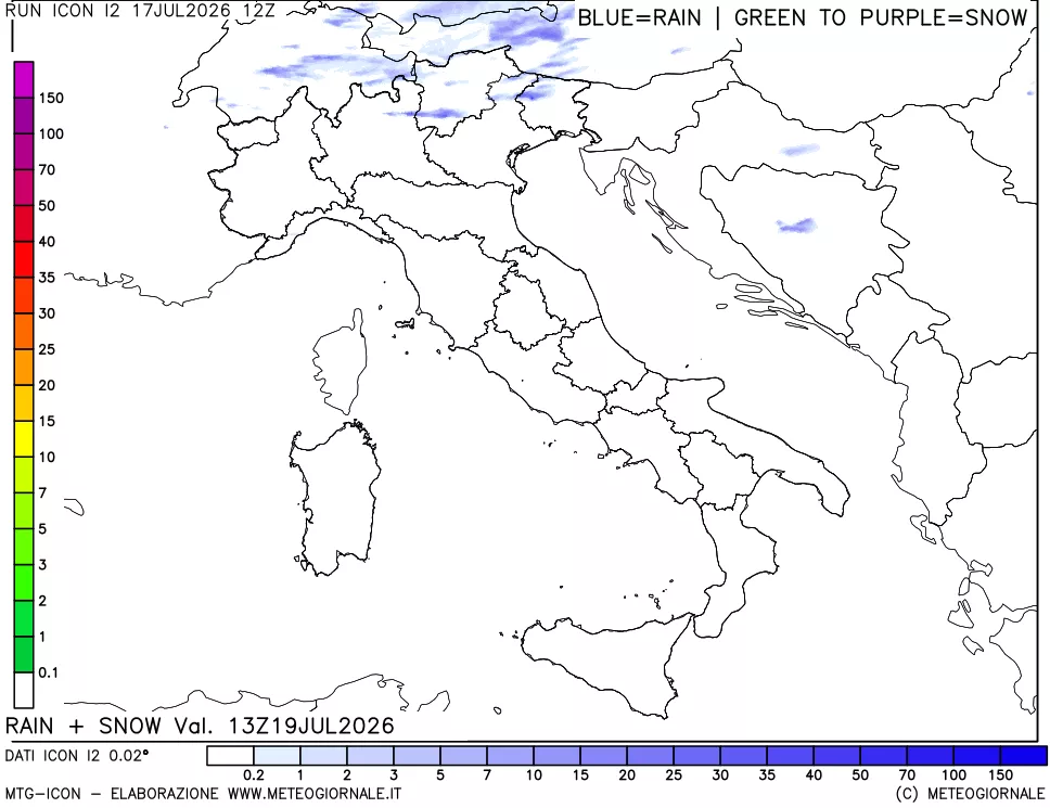 mappa Precipitazioni totali e nevose