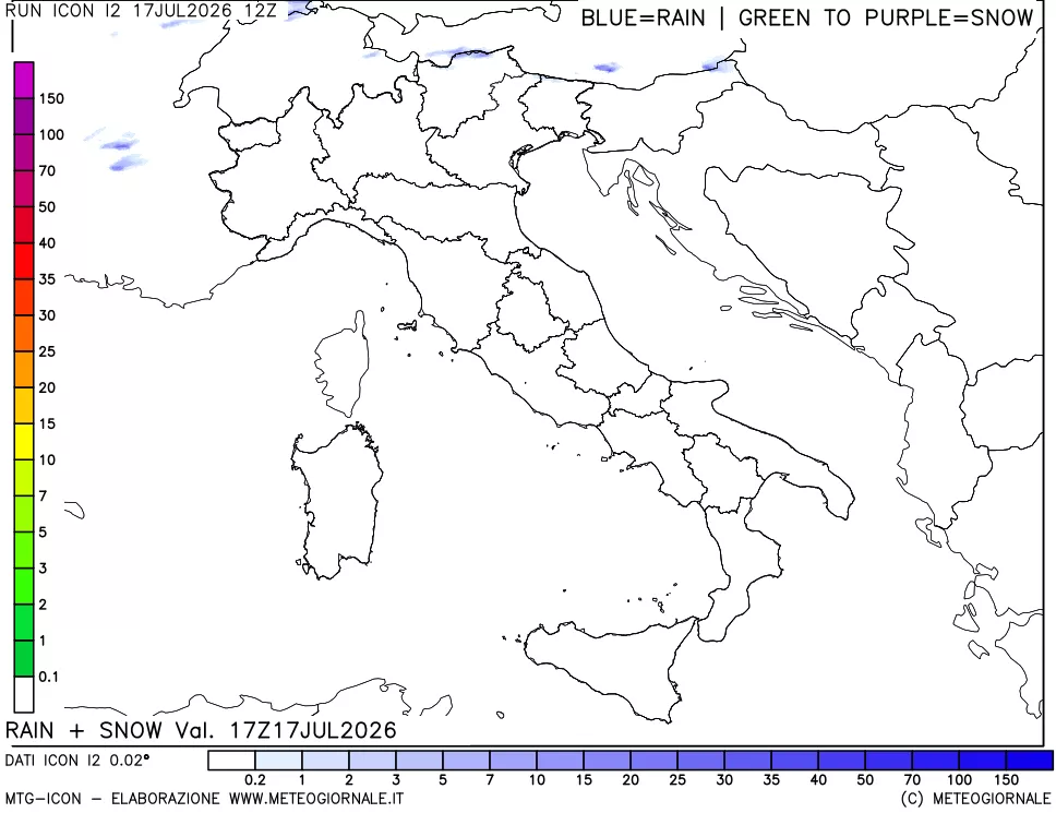 mappa Precipitazioni totali e nevose
