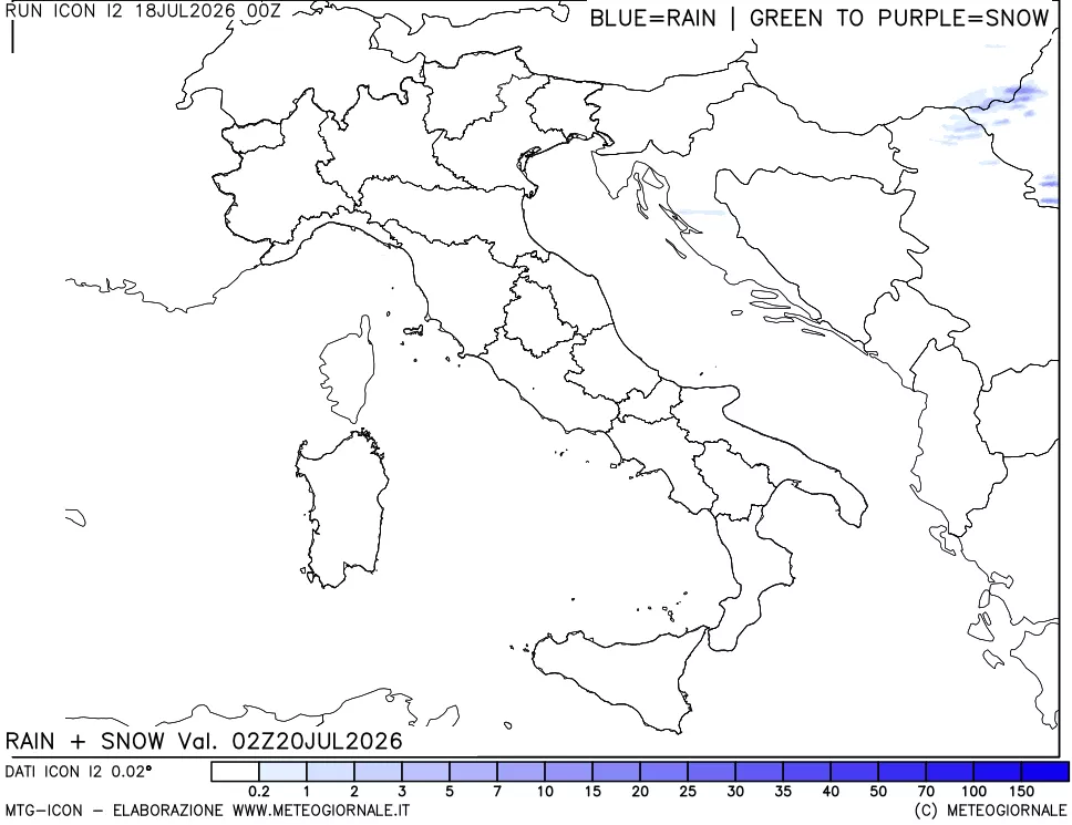 mappa Precipitazioni totali e nevose