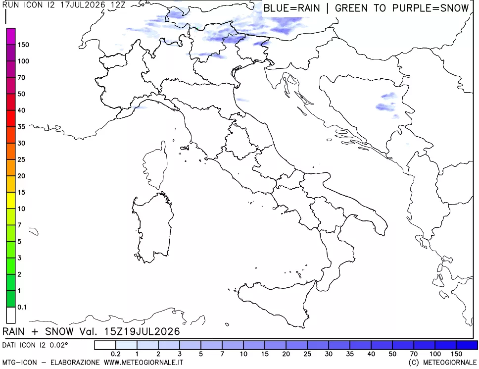 mappa Precipitazioni totali e nevose