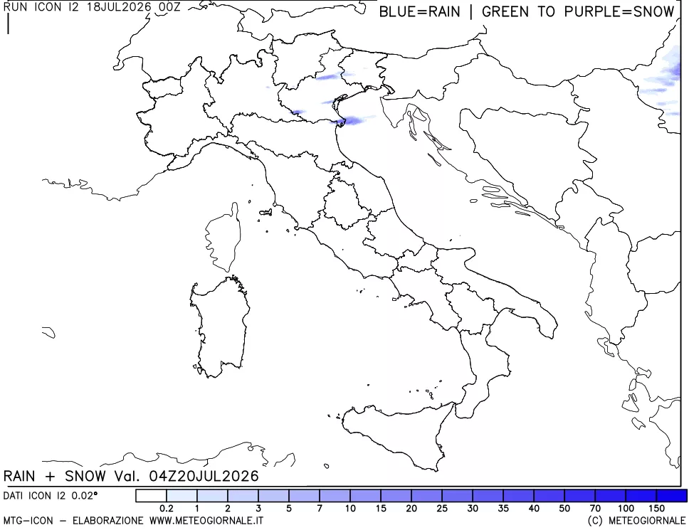mappa Precipitazioni totali e nevose