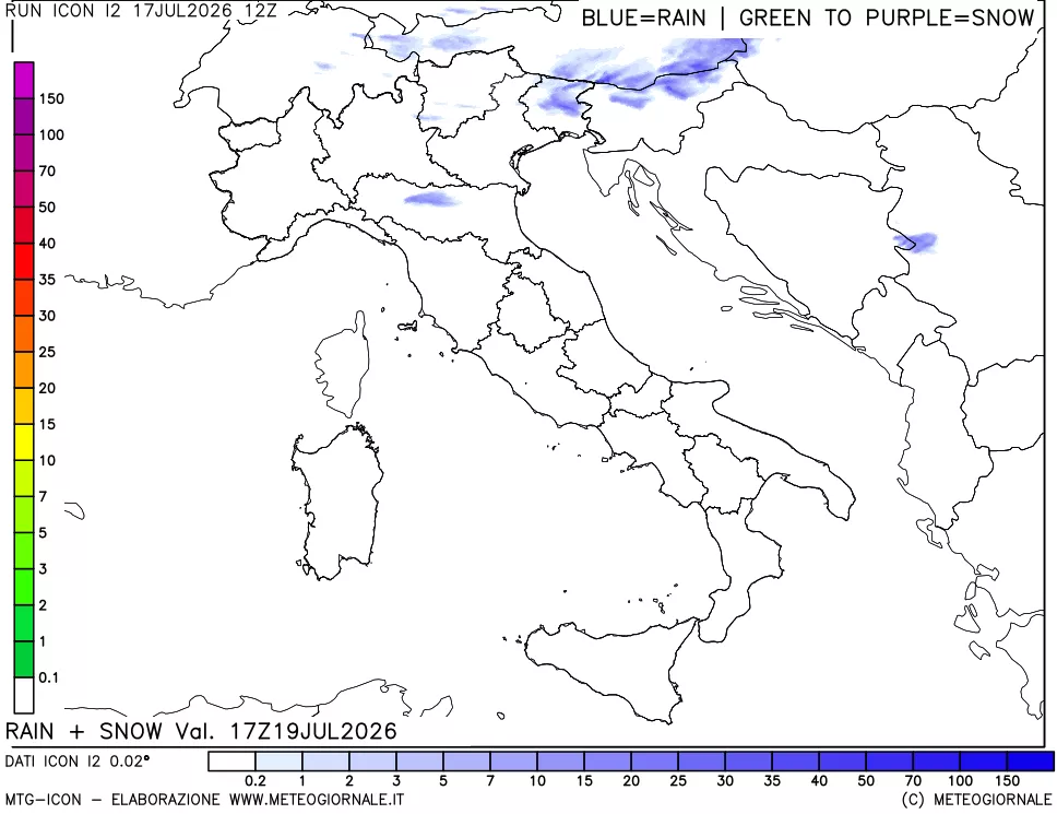 mappa Precipitazioni totali e nevose