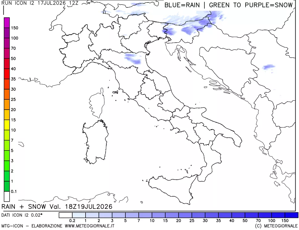 mappa Precipitazioni totali e nevose