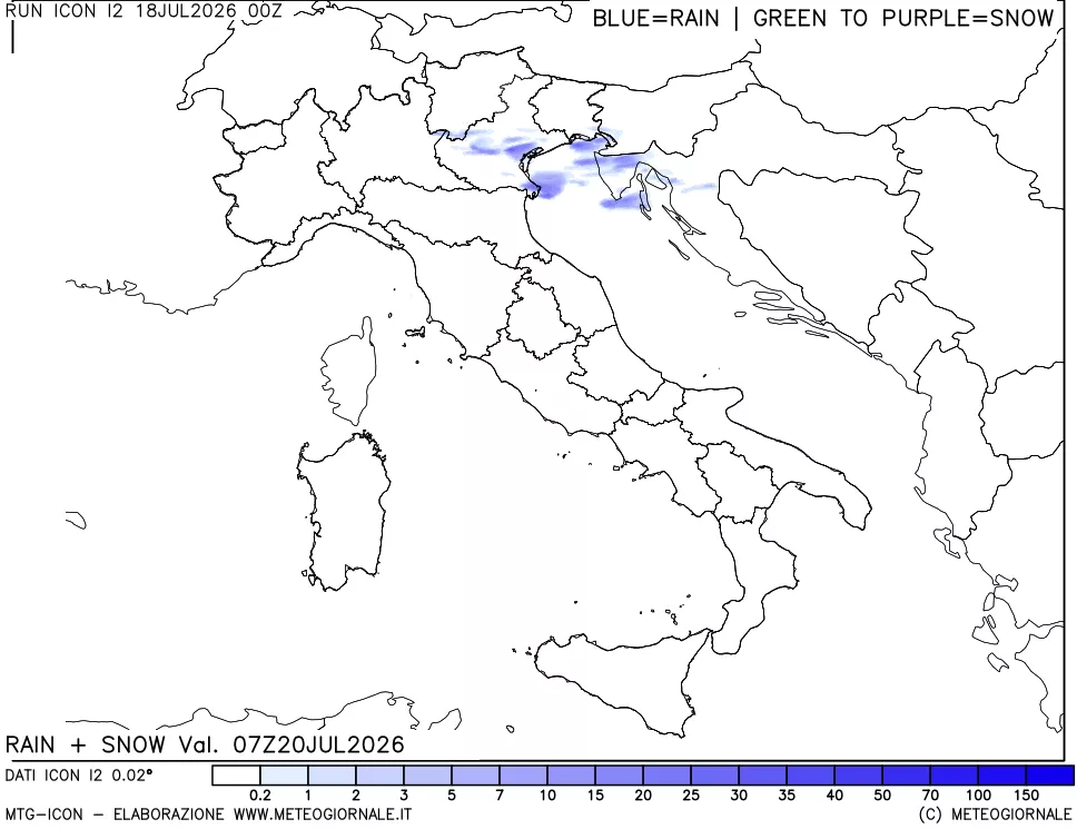 mappa Precipitazioni totali e nevose