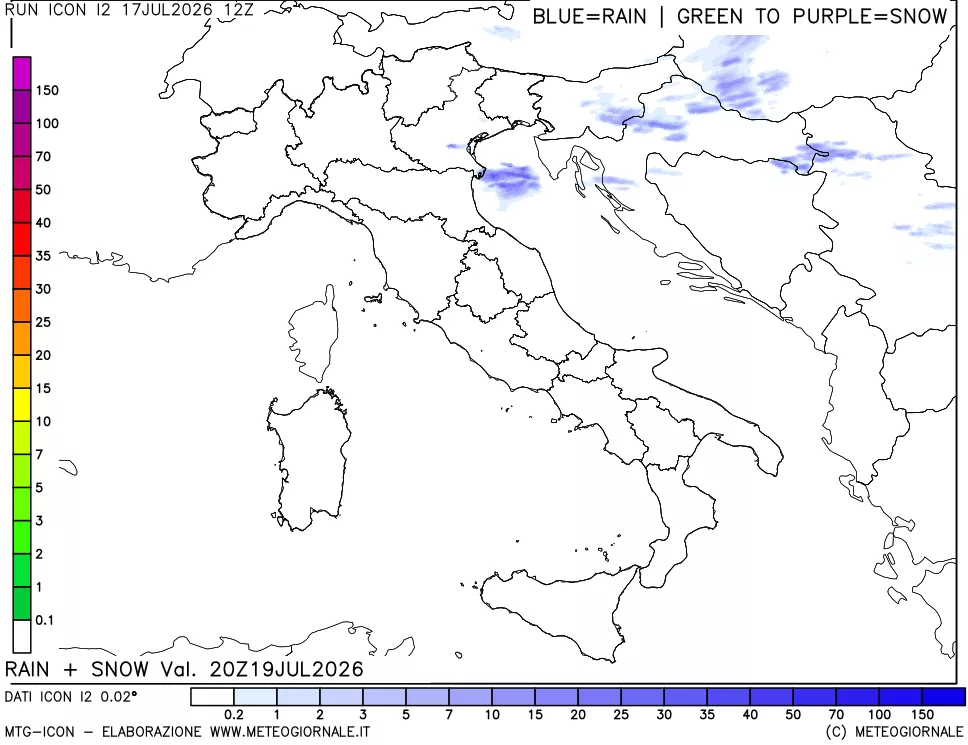 mappa Precipitazioni totali e nevose