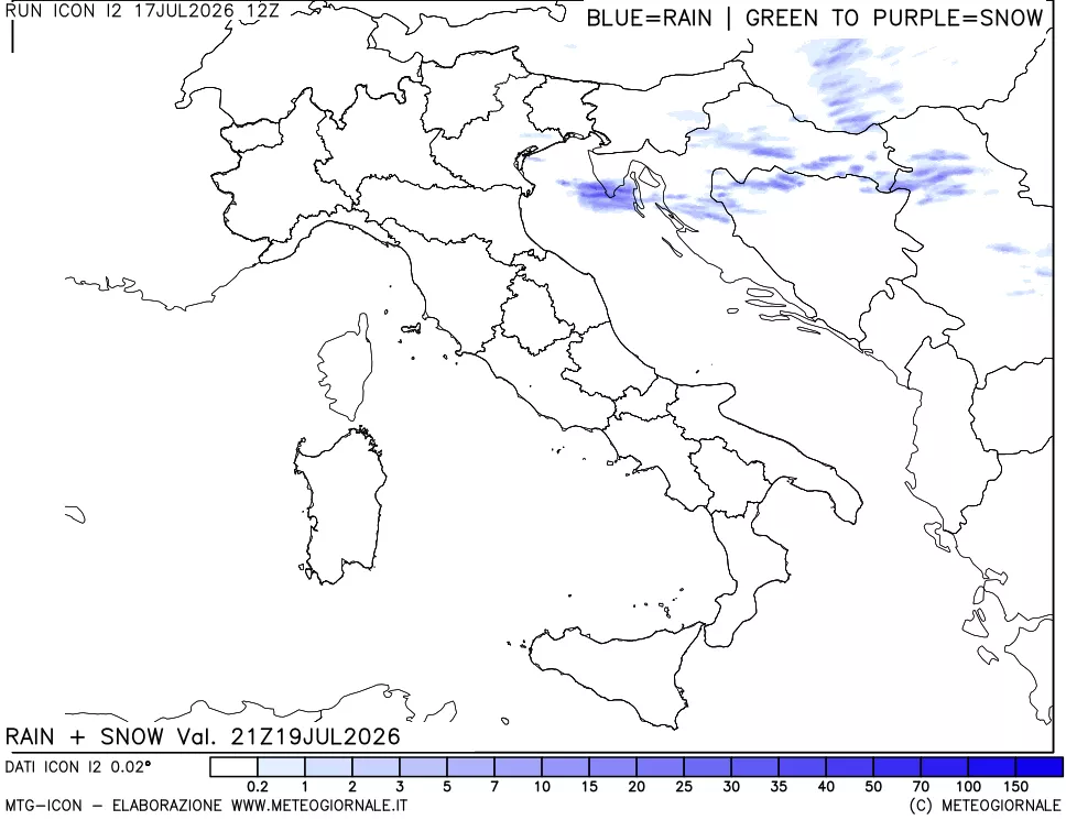 mappa Precipitazioni totali e nevose