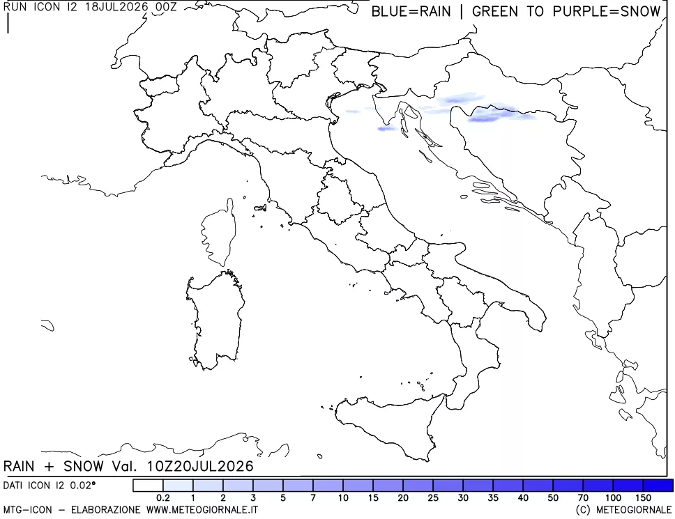 mappa Precipitazioni totali e nevose