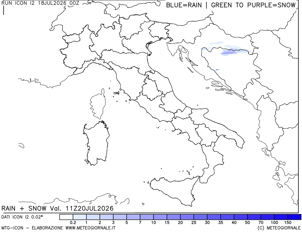 mappa Precipitazioni totali e nevose