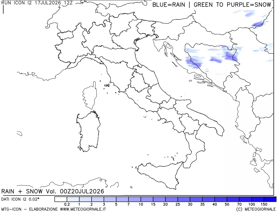 mappa Precipitazioni totali e nevose