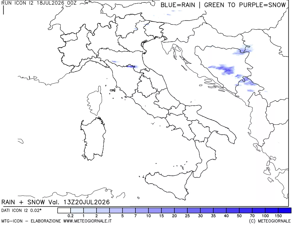 mappa Precipitazioni totali e nevose