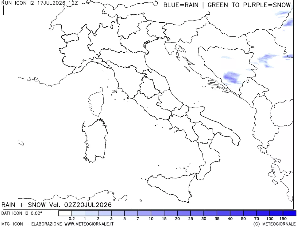 mappa Precipitazioni totali e nevose