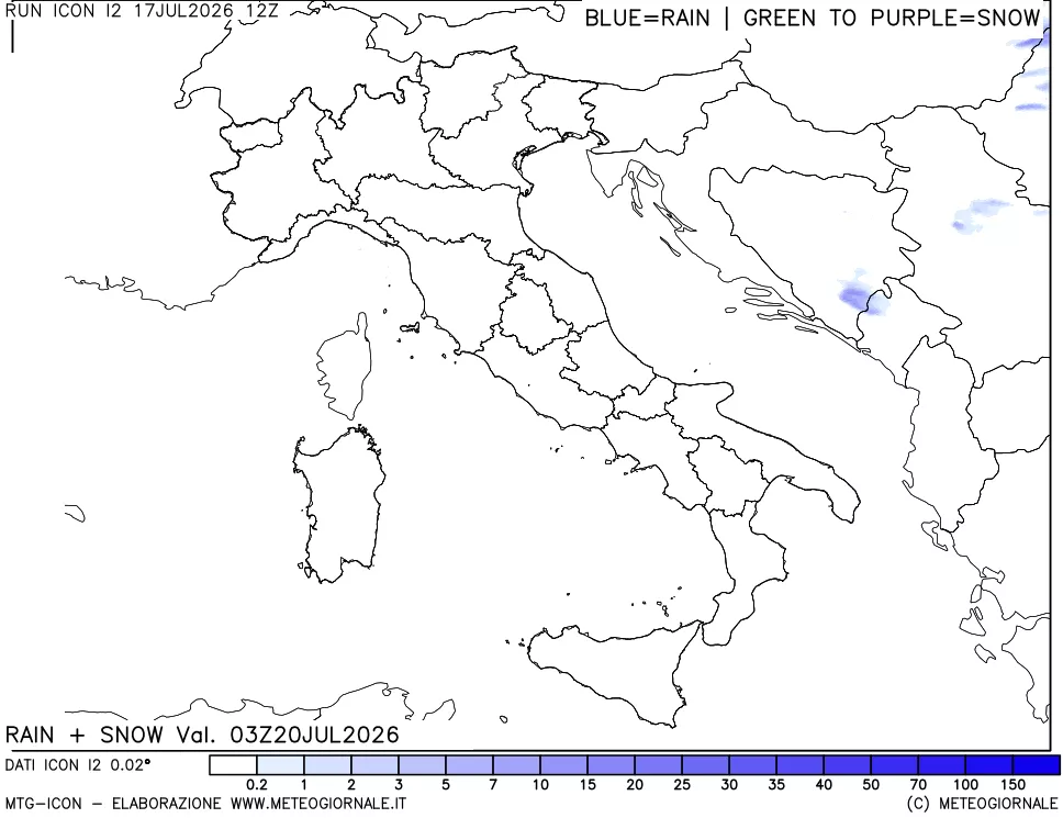 mappa Precipitazioni totali e nevose