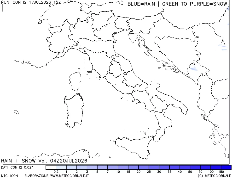 mappa Precipitazioni totali e nevose